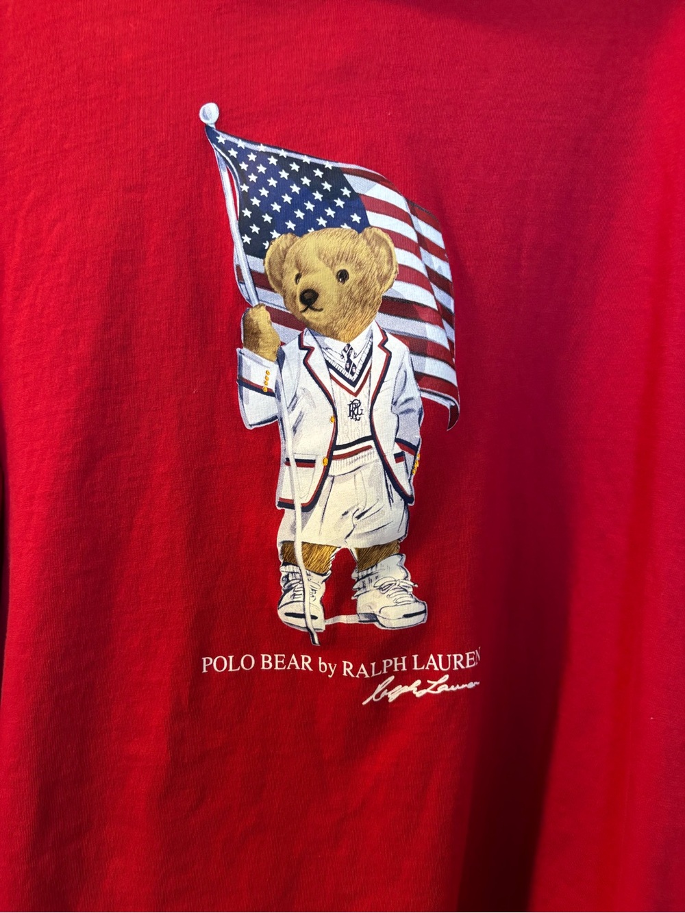 Polo by Ralph Lauren Red Polo Bear Hoodie Sweatshirt XL women’s - Picture 2 of 4